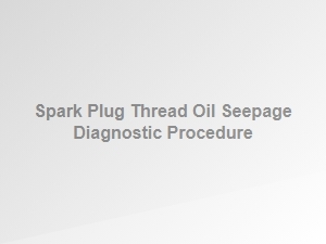 Spark Plug Thread Oil Seepage Diagnostic Procedure